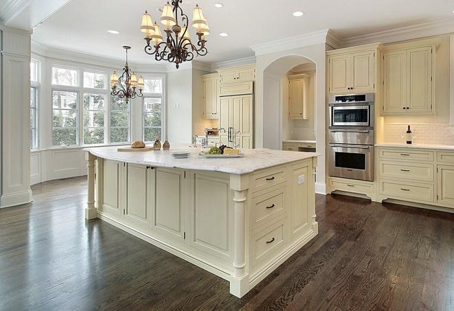 beautiful laminate floors in a spacious kitchen in Purchase